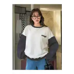 Know Kadın 3 Iplik Beyaz Enough Baskılı Füme Kol Detay Oversize Sweatshirt