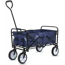 DBSCD Garden Cart Folding Wagon Foldable Heavy Duty Outdoor Trolley Utility Transport Cart 80kg Max Load, for Outdoor/Festivals/Camping, Blue