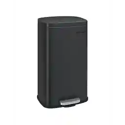 SONGMICS Trash Can with Lid, 8 Gallon Garbage Can, Stainless Steel Small Waste Bin with Step Pedal and Inner Bucket, Soft Close, Kitchen, Black ULTB102B01