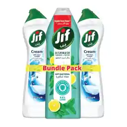 JIF Original Cream Cleaner & Antibacterial Liquid Dishwash, 2x 500ml + 750ml