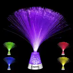 Playlearn USA Fiber Optic Lamp Color Changing Crystal Base - USB/Battery Powered - 13 Inch - Fiber Optic Centerpiece Sensory Light, FOL13, SFL4