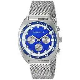 Caravelle by Bulova Retro Chronograph Mens Watch, Stainless Steel , Silver-Tone (Model: 43K100)
