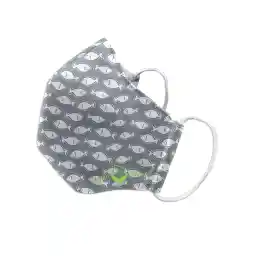 green sprouts i play. unisex-baby Reusable Face Mask, Gray Fish, 1 Count (Pack of 1)