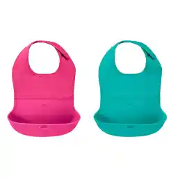 OXO Tot Roll-Up Bib - 2 Pack - Blossom and Dusk