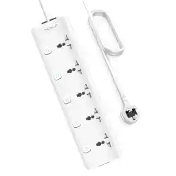 PEGANT 5 Way 3M Power Extension Cord 5 Universal Outlets Electrical Strip UK Plug 3 Meters Cable 250V 2500W Surge Protector (5 Way 3M)
