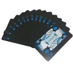 Sulfar Waterproof Pvc PlayingCards Set, Black Poker Table Cards Classic Magic Tricks Tool, Deck 54Pcs, No