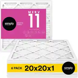 Simply 20x20x1 Air Filter, Merv 11, MPR 1000, 6 Pack, Furnace Air Filter for HVAC (Actual Size: 19.75"x19.75"x0.75") DUST, Pet, & Allergy Control