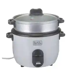 Black & Decker Rice Cooker, 700W Power, 1.8L, Removable Non-Stick Bowl & Steaming Tray with Water Level Indicator, Glass Lid & Cool Touch for Healthy Meals, Easy to Use, 2 years warranty, RC1860-B5