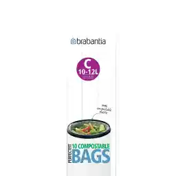 Brabantia Compostable Bin Liners, 10-12 L - Size C, 10 Bags