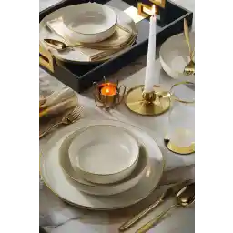 سرویس شام 18 تیکه چینی مدرن Kütahya 6 نفره با مش طلا