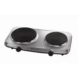 Russell Hobbs Stainless Steel 2 Plate Electric Mini Hob, 1500W Large & 750 W Small Electric Hot Plate, Variable, Independent, & Rotary Heat Controls, Neon Power Indicators, Non-slip feet, 15199