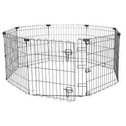 Amazon Basics Foldable Octagonal Metal Exercise Pet Play Pen for Dogs, Fence Pen, Single Door, Black,152.4 x 152.4 x 60.9 centimeters