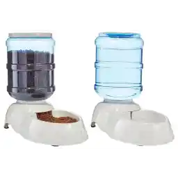 Amazon Basics Gravity Pet Food Feeder and Water Dispenser Bundle, Large (2.5-Gallon Capacity)