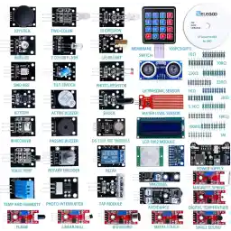 ELEGOO Upgraded 37 in 1 Sensor Modules Kit with Tutorial Compatible with Arduino IDE UNO R3 MEGA Nano(Excludes Microcontroller board)