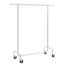 SONGMICS Heavy Duty Clothes Rail Adjustable Metal Chromed Garment Rack, Maximum Capacity Silver 130 Kg, 3.6-4.9 ft Long, HSR11S