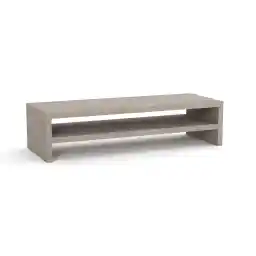 Mahmayi Wooden Riser Monitor Stand with 2 Tier Storage Shelf, Monitor Stand for Home Office Business, PC Desk Stand Monitor Riser for Keyboard Storage, Laptop, Printer, and TV Screen - LIGHT CONCRETE