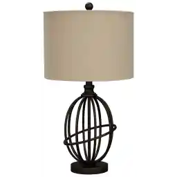 Signature Design by Ashley Emelda Farmhouse 27" Ceramic Table Lamp, Cream Glaze Crackle Finish