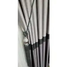 Yuka Slub Milano Adde پانل پس زمینه پرده خاکستری آنتراسیت راه راه تک بال ژاکارد نزدیک پلیسه دار 100 x 260