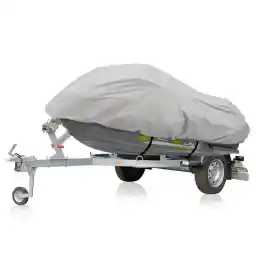 Pyle Waterproof Heavy Duty Jet Ski Cover - 139'' - 145'' Inch Resistant Watercraft Storage Cover With Adjustable Strap & Elastic Cord For Tight Custom Fit - Marine Grade Protection - Pyle Pcvjs14