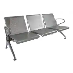 Mahmayi Banco Hf Metal Bench- Bold and Stylish Bench With Mesh Back and Seat - Powder Coated Arms and Legs (3 Seater)-W172Cms X D48Cms X H78Cms (Grey)