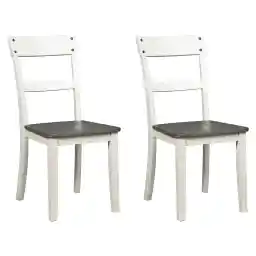 Signature Design by Ashley Nelling Modern Farmhouse 18" Weathered Dining Chair, Set of 2, White & Dark Brown