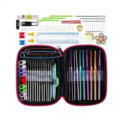 Beauenty Crochet Hooks Kit Set 10pcs Aluminum Hooks from 2mm-6mm and 12pcs Stainless Steel Hooks from 0.6mm-1.9mm with Knitting Gauge Ruler and Other Crochet Accessories Purse Pack