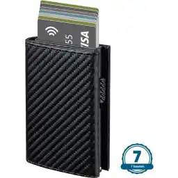 VEXON Legacy - Wallet Pro - Premium Wallet Classic - Pasjeshouder Carbon - Kaarthouder - Met Rits - 10 Pasjes, Briefgeld en Muntgeld - RFID Creditcardhouder - Mannen en Vrouwen Portemonnee - Uitschuifbaar - Carbon