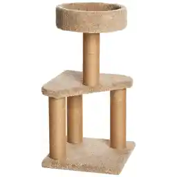Amazon Basics Cat Activity Tree Tower with Scratching Posts, Condo for Indoor Use - 15.7 x 31.5 inches, Beige, Medium