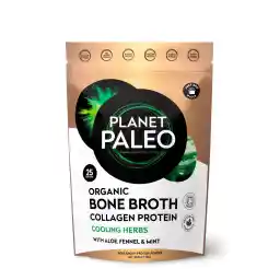 Planet Paleo Organic Bone Broth - Cooling Herbs (225g, 25 Servings) Organic, Grass Fed, High Protein | Fennel, Peppermint, Liquorice and Aloe Vera - Digestive Support