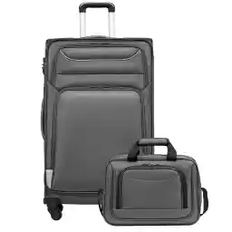 Coolife Luggage Carry on Hand Oxford Cloth Softshell Luggage Lightweight Durable with 4 Spinners, The Suitcase Included 1pc Totebag(38x26x17cm)(Gray, L(28 inch))