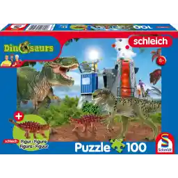 Schmidt Spiele 56462 Dinosaurs, dinosaurussen van de premium, 100 stukjes, met add-on (een origineel figuur Saichania, mini) kinderpuzzel