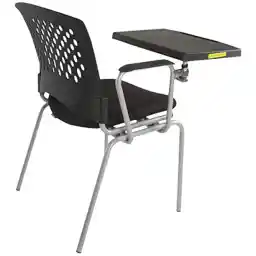 Mahmayi Mars 8712Nsf Student Chair With Molded Foam Fabric Student Studying Chair With Writing Tablet Arm And Pp Back And Comfortable Seat, Black, Ta8712Nsfbl