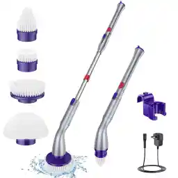 LABIGO Electric Spin Scrubber, Cordless Cleaning Brush Scrubber with 7 Replaceable Brush Heads and Adjustable Extension Handle, IPX7 Waterproof Power Cleaning Brush for Bathroom Tub Floor Tile Shower