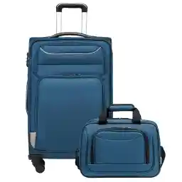 Coolife Luggage Carry on Hand Oxford Cloth Softshell Luggage Lightweight Durable with 4 Spinners, The Suitcase Included 1pc Totebag(38x26x17cm)(Blue+Sliver, M(24 inch))