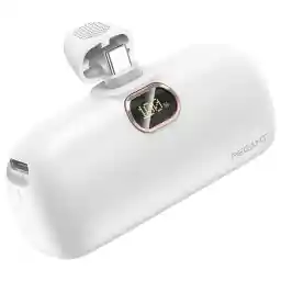 PEGANT 5000mAh Mini Power Bank Fast Charging 20W USB C PD3.0 Compact Portable Charger Small Type C External Powerbank Battery Compatible with iPhone 15, Samsung (White)