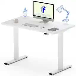 FLEXISPOT E1 Electric Standing Desk, Height Adjustable Desk with Whole Piece 40 x 24'' Desktop, Stand up Desk Home Office Computer Workstation White Deak