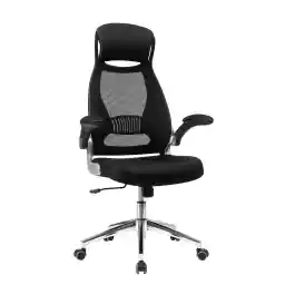 Songmics Office Swivel Chair Mesh Backrest With Headrest And Flip Up Armrests Black Obn86Bk