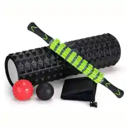 5-In-1 Large size Foam Roller Kit with Muscle Roller Stick and Massage Balls For Physical Therapy Pain Relief Myofascial Release Balance Exercise