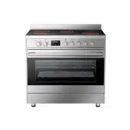 Hisense HFEC90545X, 90 cm Freestanding Electric Cooker, 123 Litres Oven with 9 Cooking functions, Stainless Steel, 1 Year Warranty