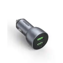 UGREEN Fast Car Charger 36W Dual USB QC 3.0 Quick Charging Aluminum Car Adapter Compatible with iPhone 16/16 Pro/16 Pro Max/15 Pro Max/14/13 Pro Max/SE/11,Galaxy S23/S22/S21,Oneplus 10/9, Xiaomi, etc