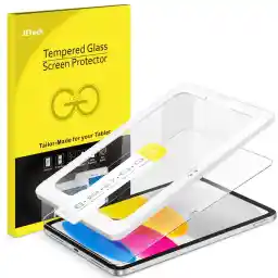 JETech One Touch Install Screen Protector for iPad (A16) 11th/10th Generation (2025/2022), Tempered Glass Film with Auto Alignment Tool Kit, HD Clear