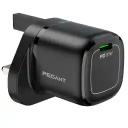 PEGANT 30W USB-C PD GaN Fast Charger Wall Adapter Plug Type C, Compatible with iPhone 15/14/13/12/11, Samsung Galaxy, Pixel, iPad, AirPods and more (30W Black)