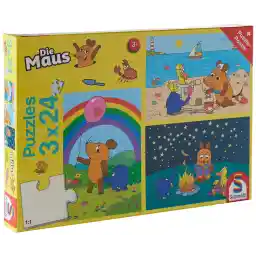 Schmidt Spiele 56212 De Muis, Goede Vrienden, 3 x 24 stukjes kinderpuzzel