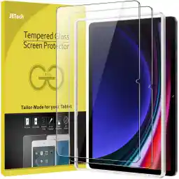 JETech Screen Protector for Samsung Galaxy Tab S9 11-Inch and Galaxy Tab S10 Lite / S10 FE / S9 FE 10.9-Inch, with Easy Installation Frame, Tempered Glass Film, HD Clear, 2-Pack