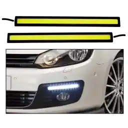 Sulfar COB-28B Universal Ultra Bright Daytime Running LED Lights Waterproof Slim Chip COB LEDs Strip DRL Lamp for Cars (6W, Blue Light, 2 PCS)