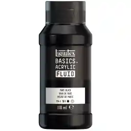 رنگ اکریلیک سیال Liquitex 8870417 Basics با قوام روان، خشک شدن سریع، نور سریع، ضد آب، پایه آب، بطری 118 میلی لیتری - Mars Black