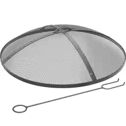 YITAHOME 30" Fire Pit Screen with Top Ring & Poker, Iron Mesh Spark Guard with High-Temperature Coating, Portable & Modular for Backyard Fire Pits, Camping, Beach Parties, and Barbecues