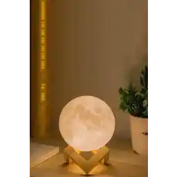 Genel Markalar 14 Şubat Sevgililer Güne Özel 3d Standlı Ay Gece Lambası Dekoratif Küre Led