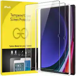 JETech Screen Protector for Samsung Galaxy Tab S10 Ultra/Tab S9 Ultra 14.6-Inch with Easy Installation Frame, Tempered Glass Film, HD Clear, 2-Pack