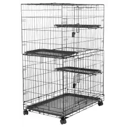 Amazon Basics 3-Tier Wire Cat Cage Playpen Kennel, Large, 91.4 x 55.8 x 128.54 Centimeters, Black